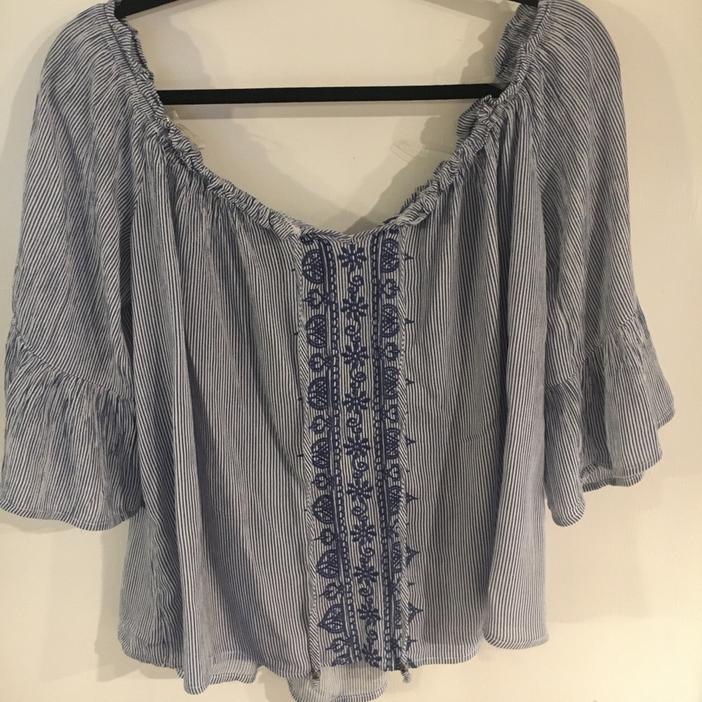 Blue and White striped blouse